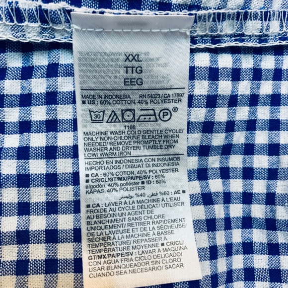 Old Navy Tiered Seersucker Long Sleeve Top XXL NEW Blue White Gingham Plaid NWT - Picture 10 of 12